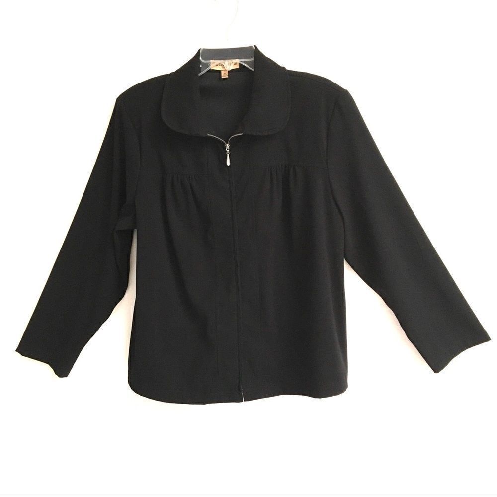 Notations zip up black dark academia jacket/blazer 2X‎
